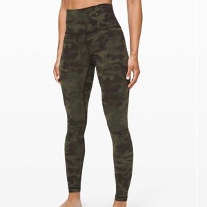 Lululemon Wonder Under High Rise Tight 29” Camo Green Full On Luxtreme Size 2